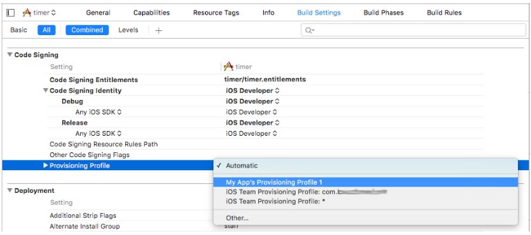 Select new Provisonning Profiles